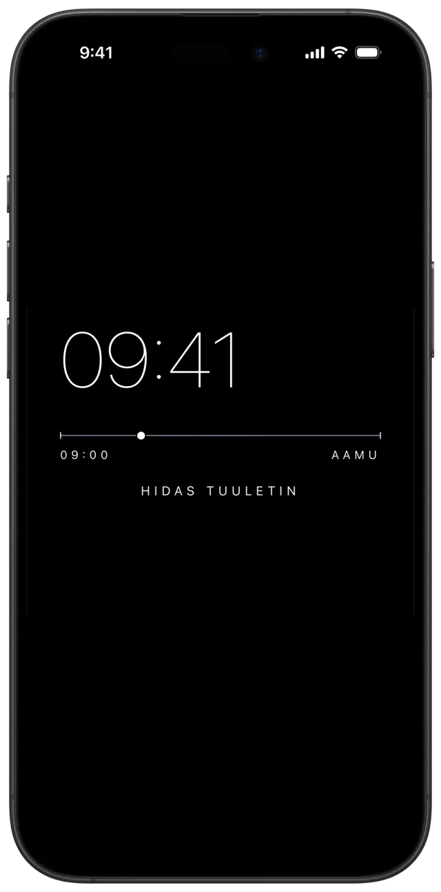 Veilin Yöpöytäkello ja Yökaari, joka näyttää ajan etenemisen kohti aamua.