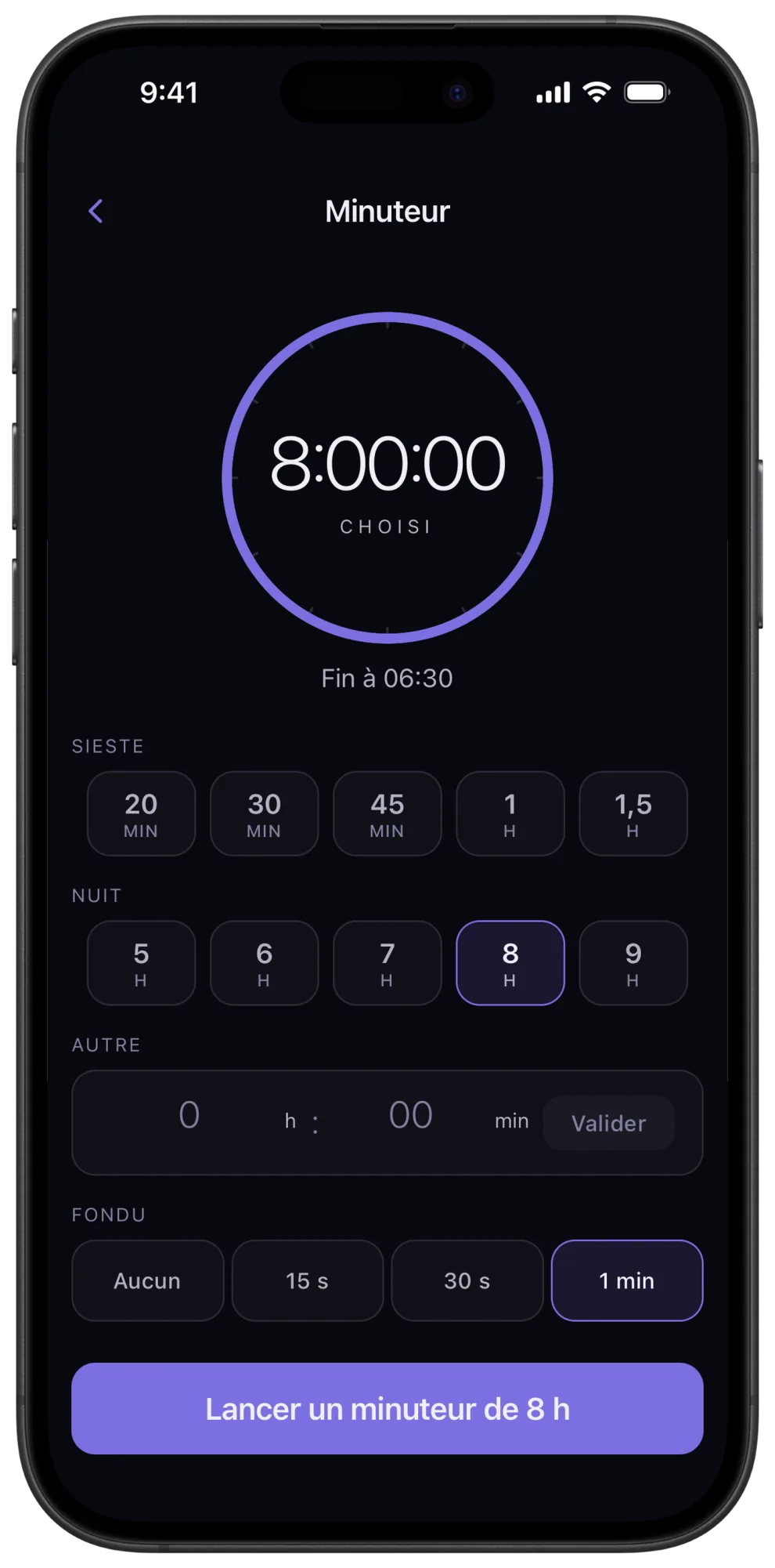 Minuteur de Veil avec fondu sonore
