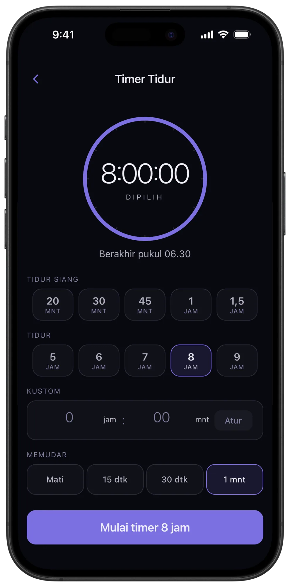 Timer tidur Veil dengan kontrol memudar