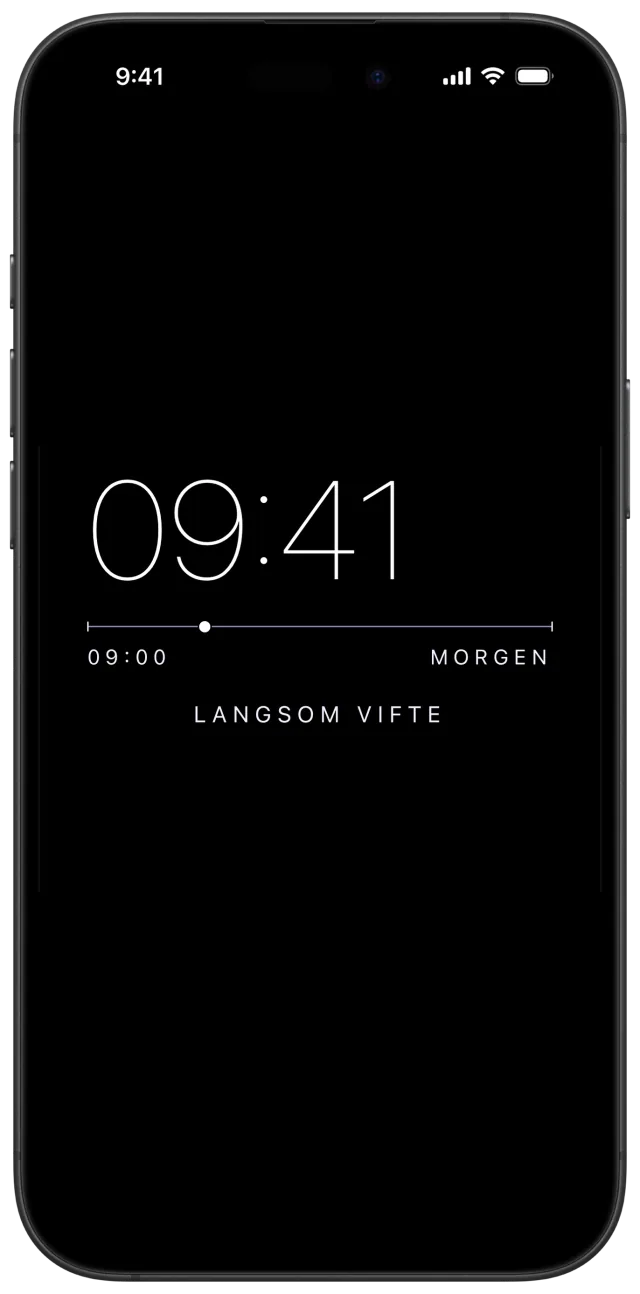 Veils Nattbordsklokke med Nattbue, som viser fremdriften mot morgenen visuelt.