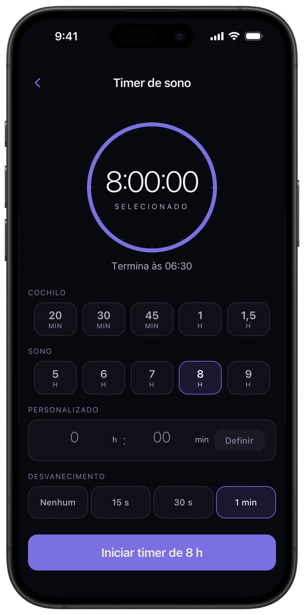 Temporizador do Veil com controles de desligamento gradual