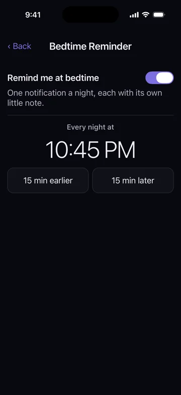 Veil bedtime reminder on iPhone