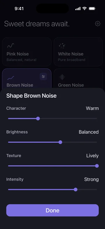 Veil brown noise tuning on iPhone