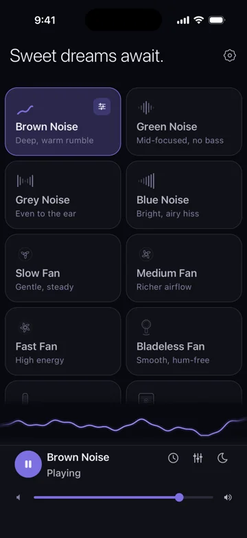Veil brown noise player on iPhone