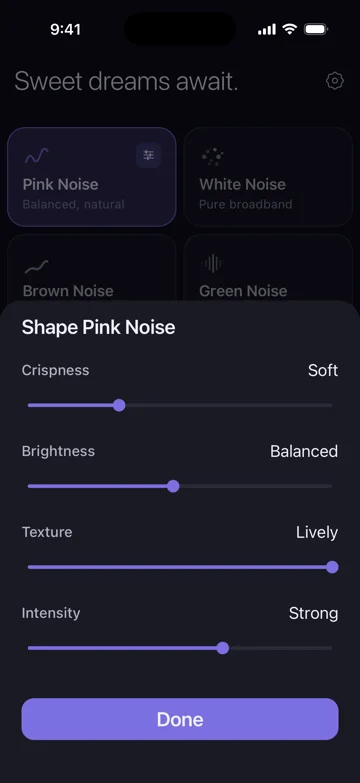 Veil pink noise tuning on iPhone