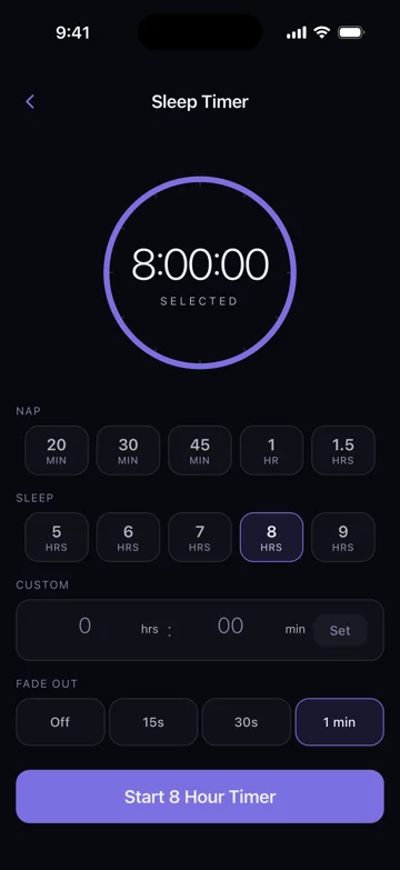Veil sleep timer on iPhone